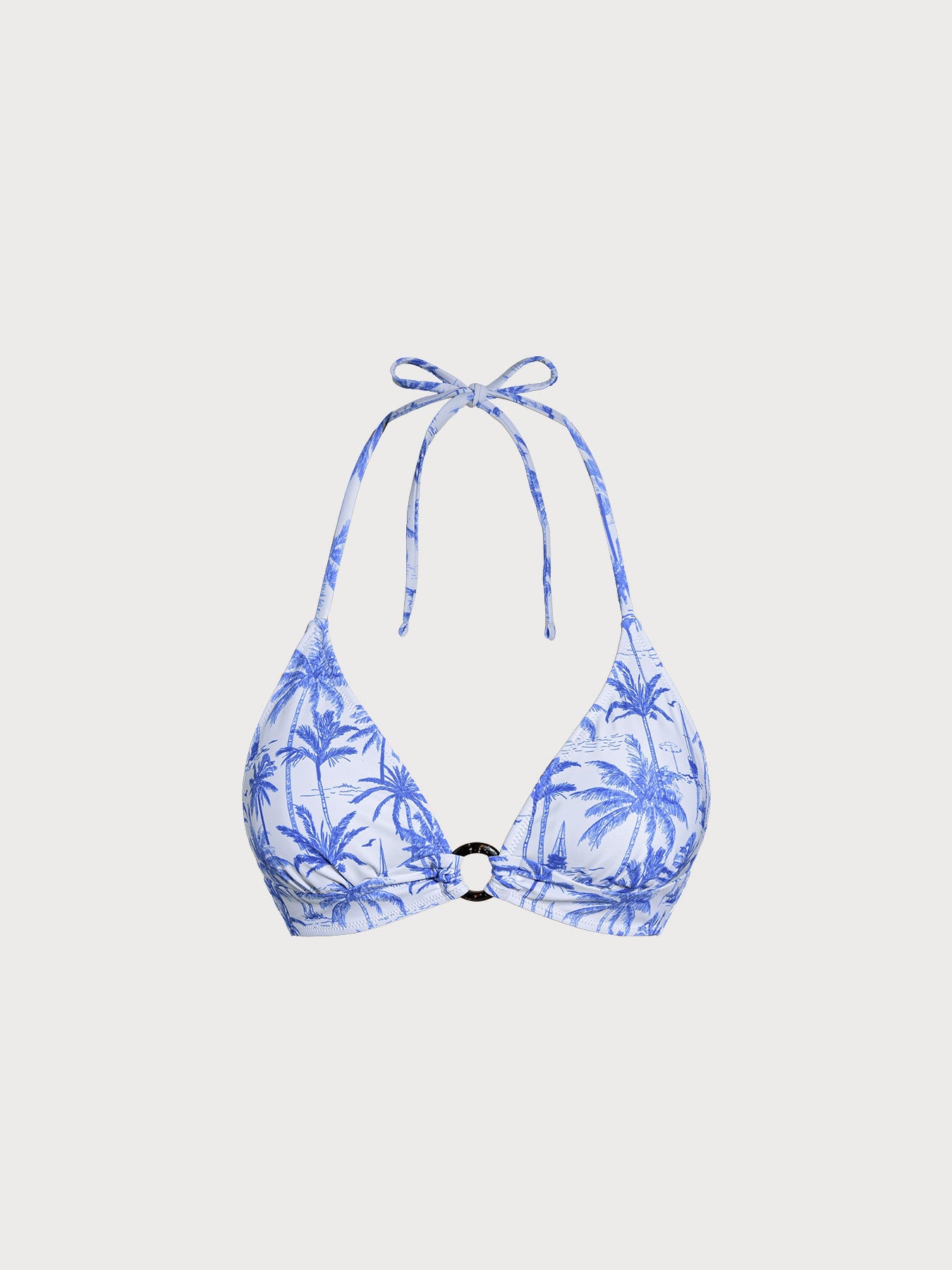 Şık Mavi Desenli Halter Bikini Üstü - Yaz Modası