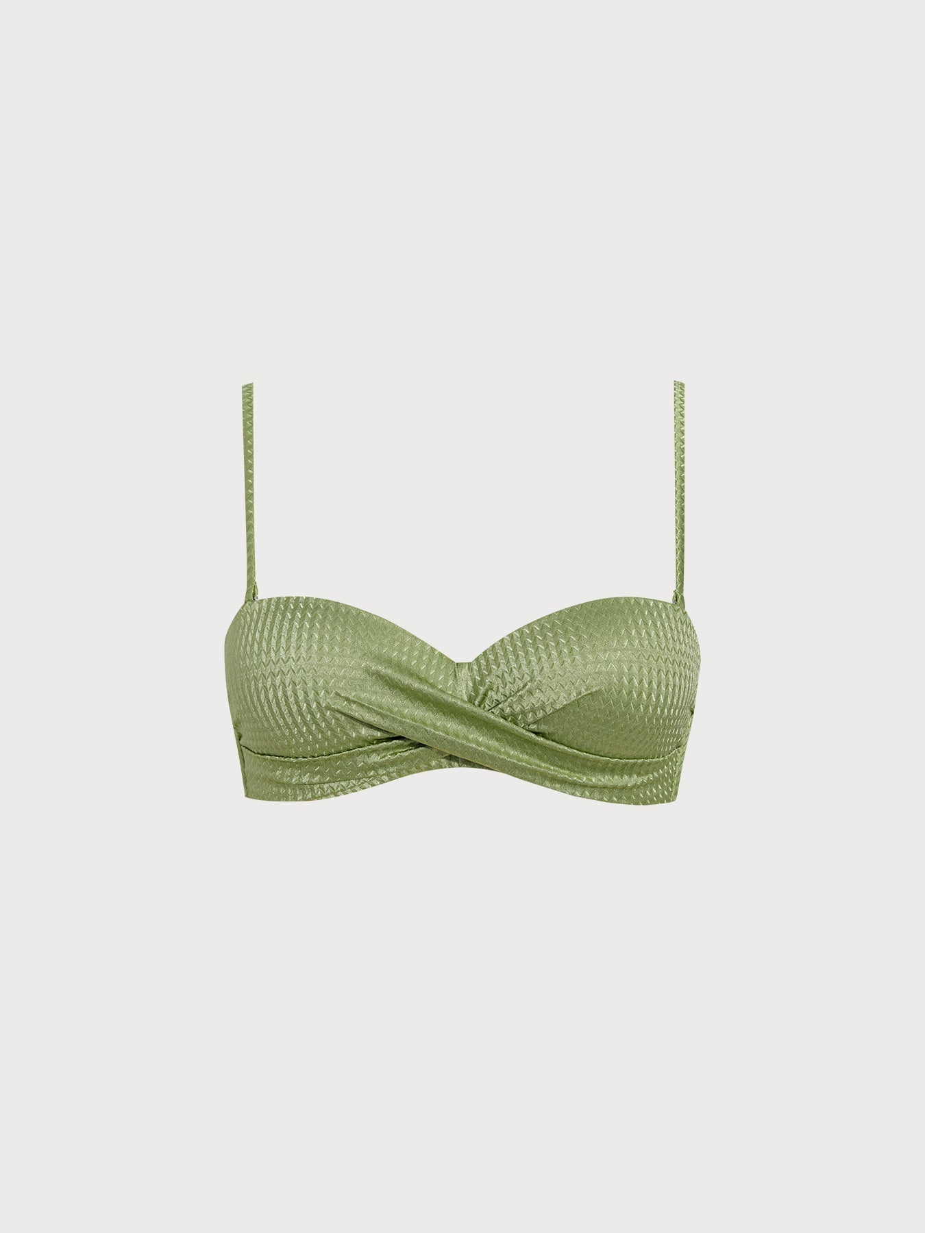Yeşil Dokulu Dönme Tel Bikini Üstü - Şık ve Rahat