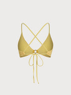 Premium Sarı Çiçekli O-Halka Bikini Üstü - Yaz Modası
