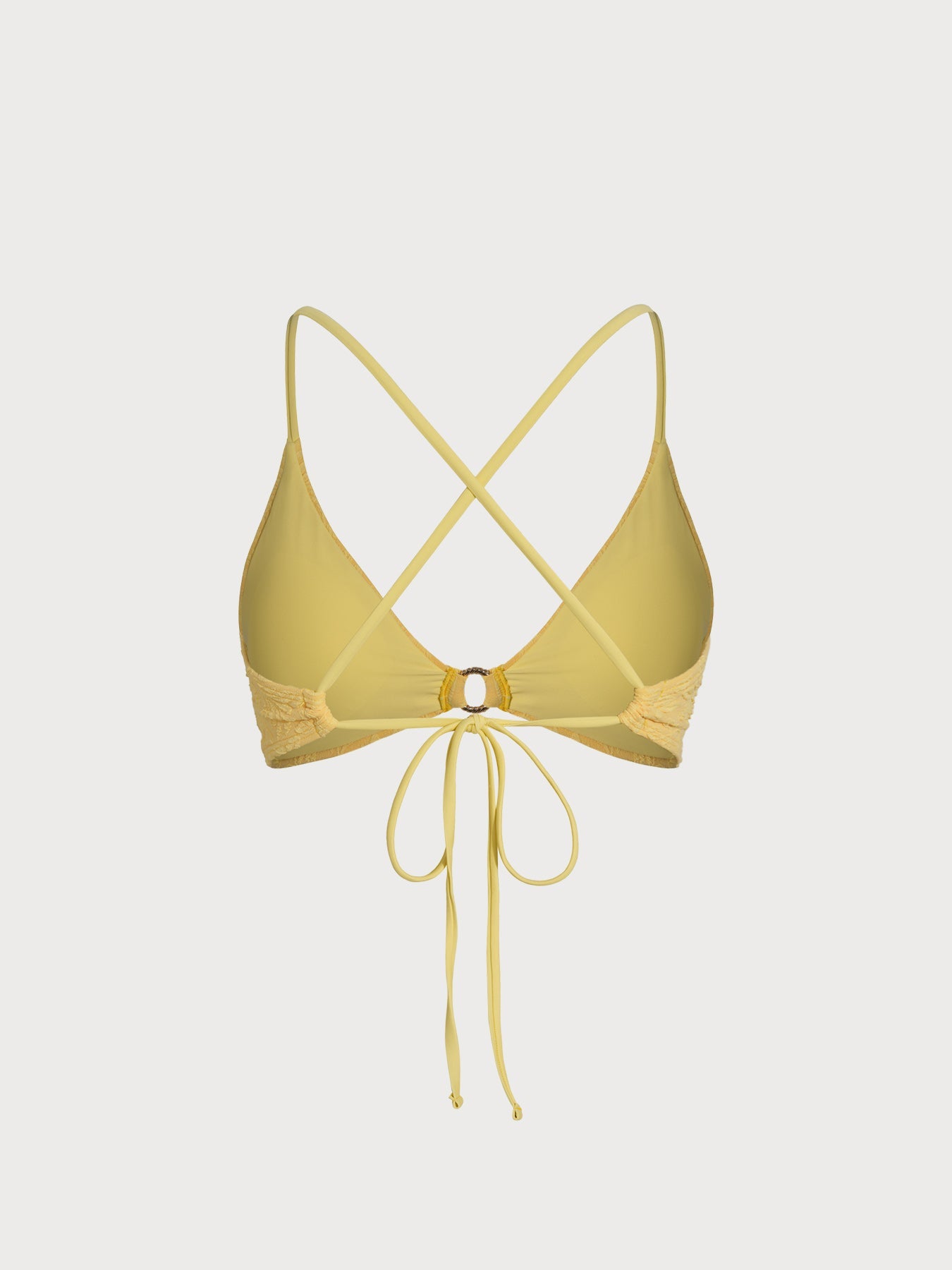 Premium Sarı Çiçekli O-Halka Bikini Üstü - Yaz Modası