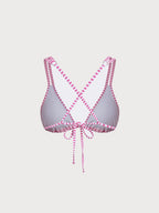 Şık Pembe Desenli Askılı Bikini Üstü - Yaz Modası