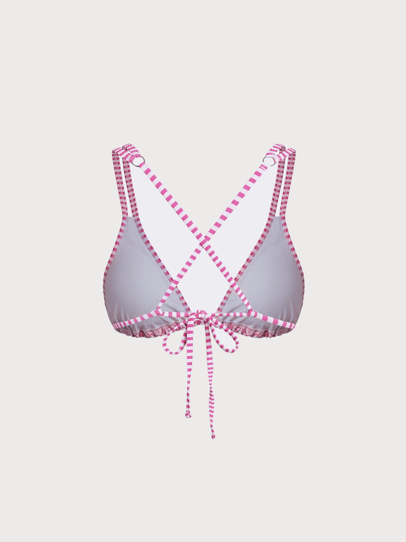 Şık Pembe Desenli Askılı Bikini Üstü - Yaz Modası