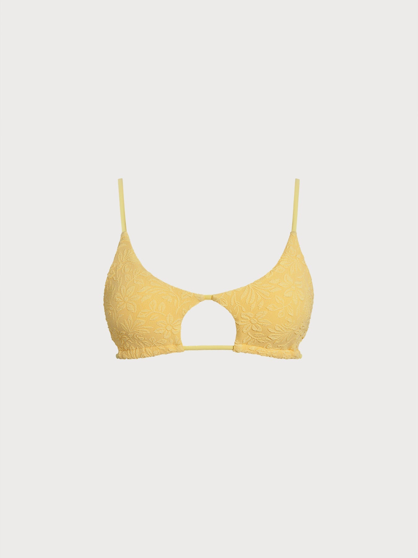 Yüksek Bel Sarı Dokulu Bikini Üstü - Şık ve Rahat
