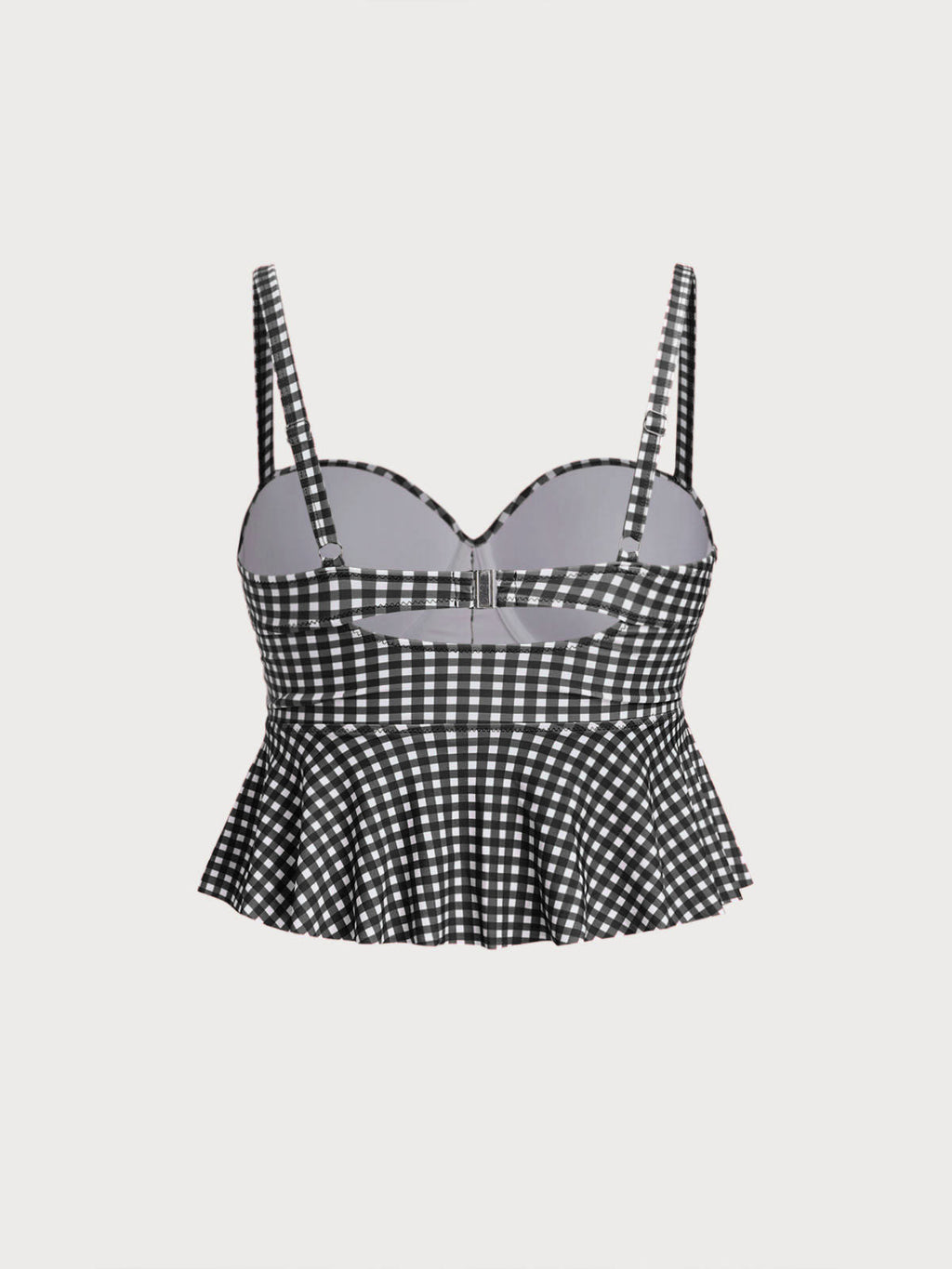 Şık Siyah Gingham Büyük Beden Tankini Üst - Rahat Yaz Stili