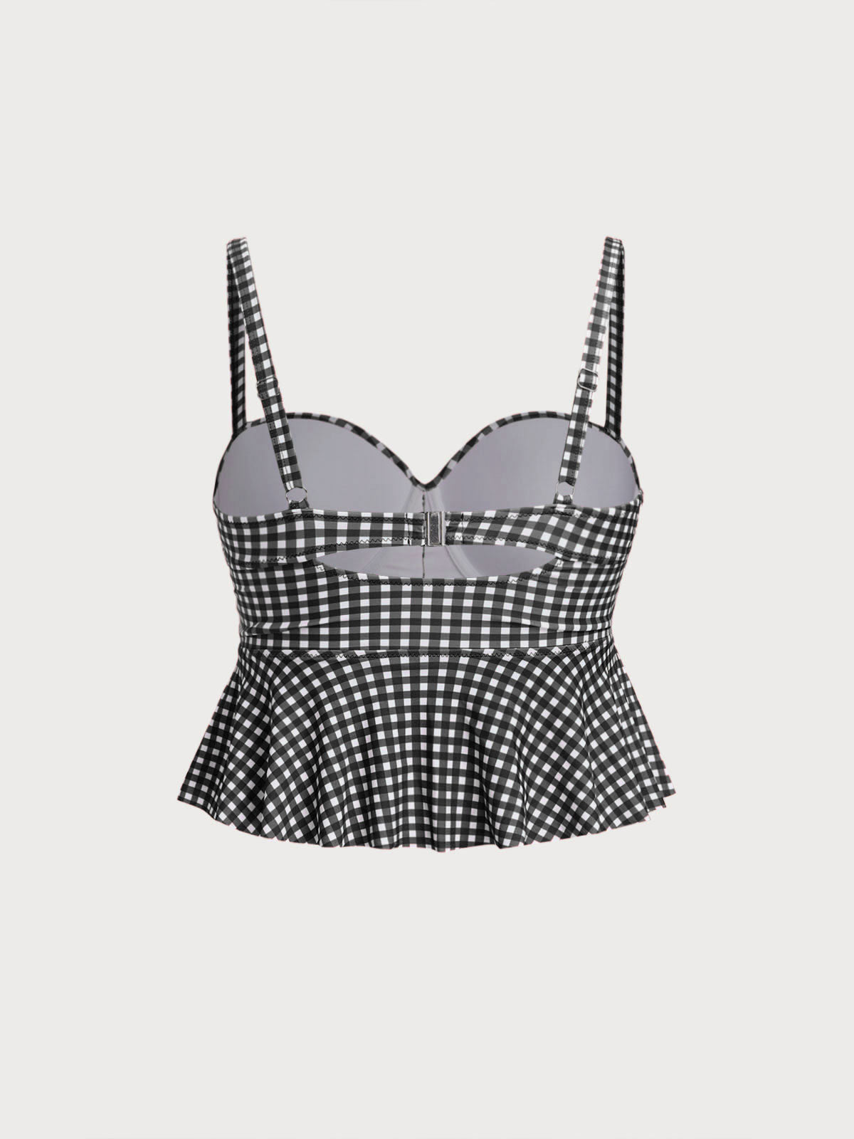 Şık Siyah Gingham Büyük Beden Tankini Üst - Rahat Yaz Stili