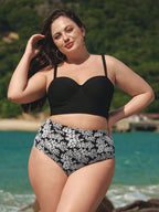 Şık Siyah Çiçekli Büyük Beden Bikini Altı - Rahat ve Modern