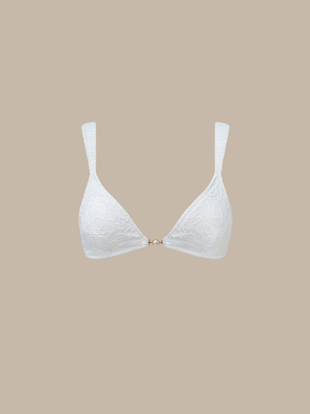 Dokulu Beyaz İnci Detaylı Şık Bikini Üstü