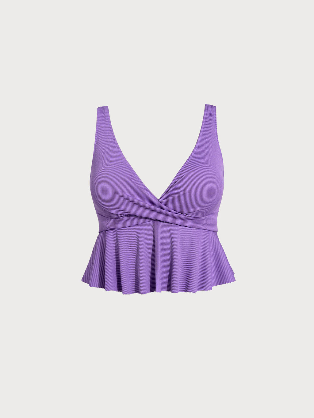 Mor Sargılı Peplum Büyük Beden Tankini Üst - Şık ve Rahat