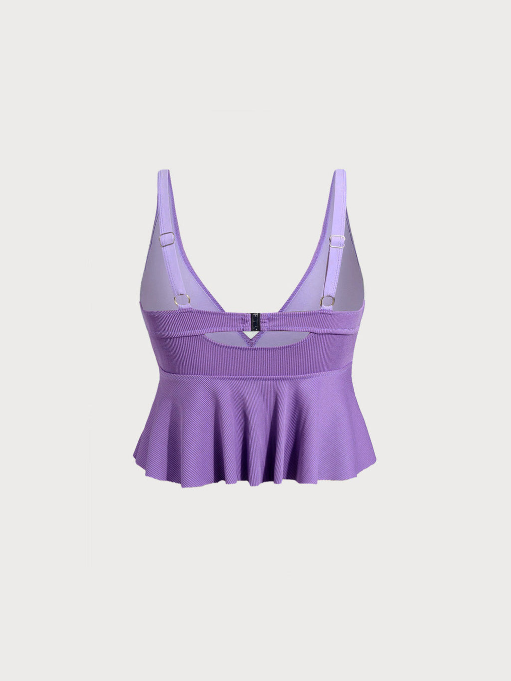 Mor Sargılı Peplum Büyük Beden Tankini Üst - Şık ve Rahat