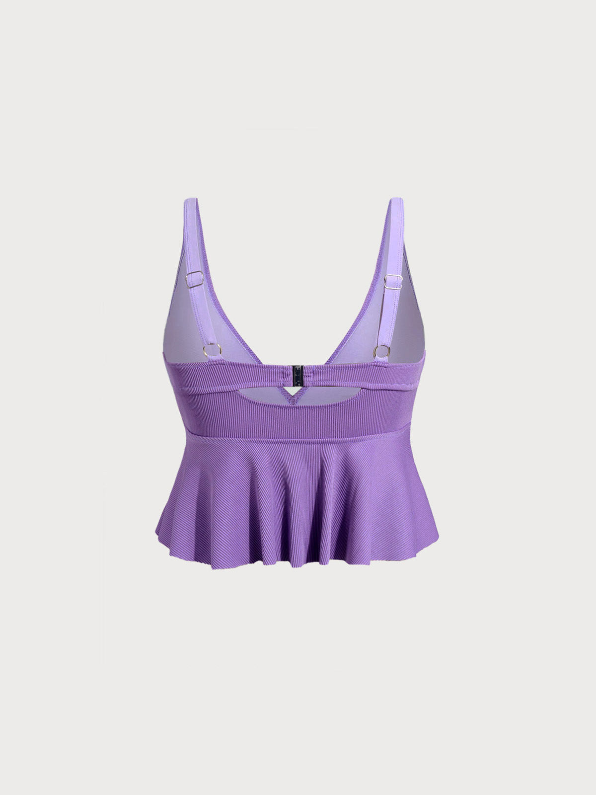 Mor Sargılı Peplum Büyük Beden Tankini Üst - Şık ve Rahat