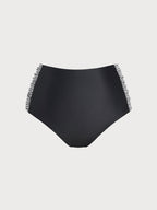 Yüksek Bel Siyah-Beyaz Kontrast Plus Beden Bikini Altı