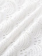 Şık Beyaz Dantel V Yaka Tek Parça Mayo - Yaz Modası