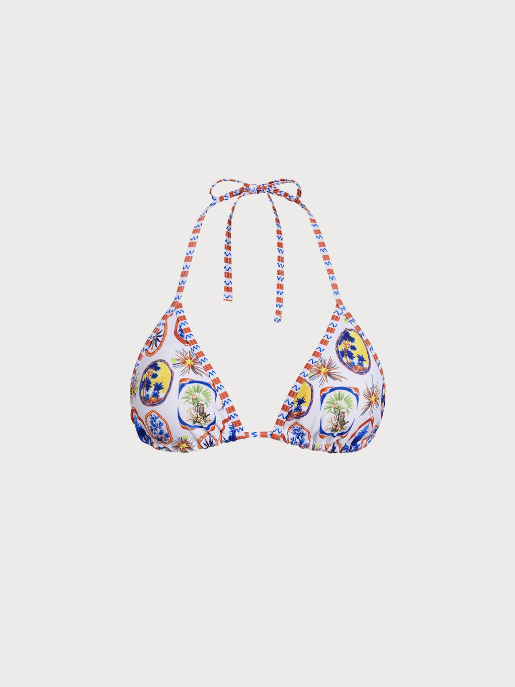 Okyanus Desenli Şık Halter Bikini Üstü