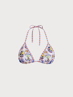 Okyanus Desenli Şık Halter Bikini Üstü