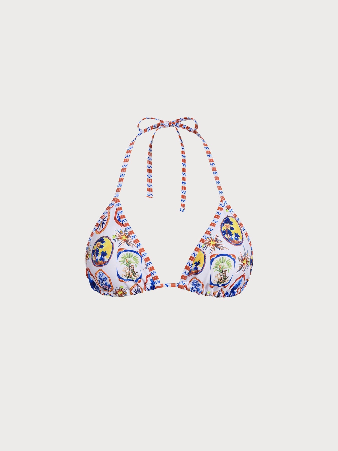 Okyanus Desenli Şık Halter Bikini Üstü