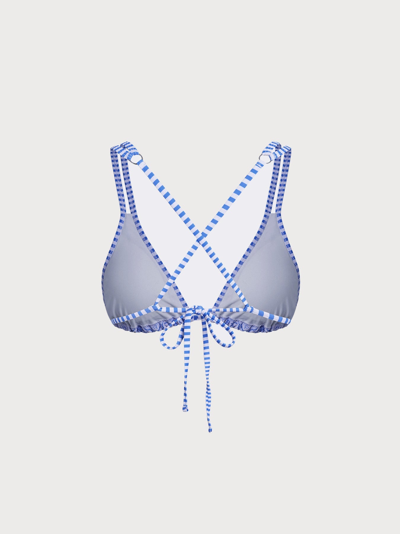 Şık Mavi Desenli Askılı Bikini Üstü - Yaz Modası