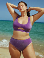 Mor Lurex Büyük Beden Bikini Üstü - Şık ve Rahat Tasarım