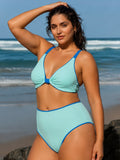 Mavi Ters Çevirilebilir Büyük Beden Bikini Üstü