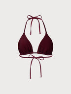 Şarap Renkli Monogramlı Halter Bikini Üstü - Şık ve Rahat