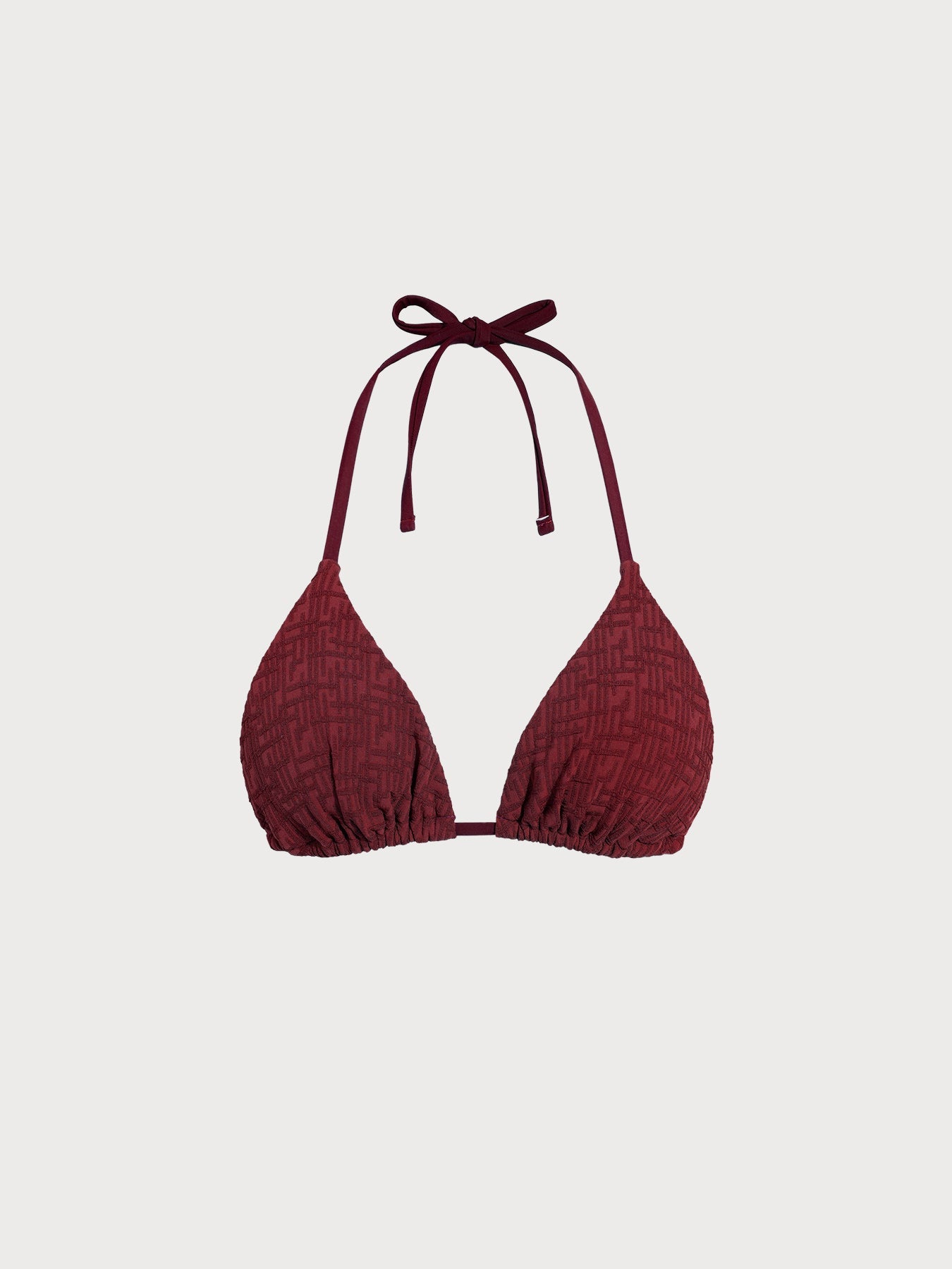 Şarap Renkli Monogramlı Halter Bikini Üstü - Şık ve Rahat