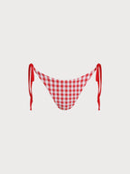 Şık Kırmızı Gingham Bikini Altı - Yüksek Bel ve Rahat