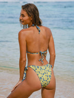 Çiçek Desenli Mavi Ters Çevirilebilir Bikini Altı