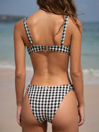 Şık Siyah Gingham Kırışık Bikini Altı - Yaz Modası
