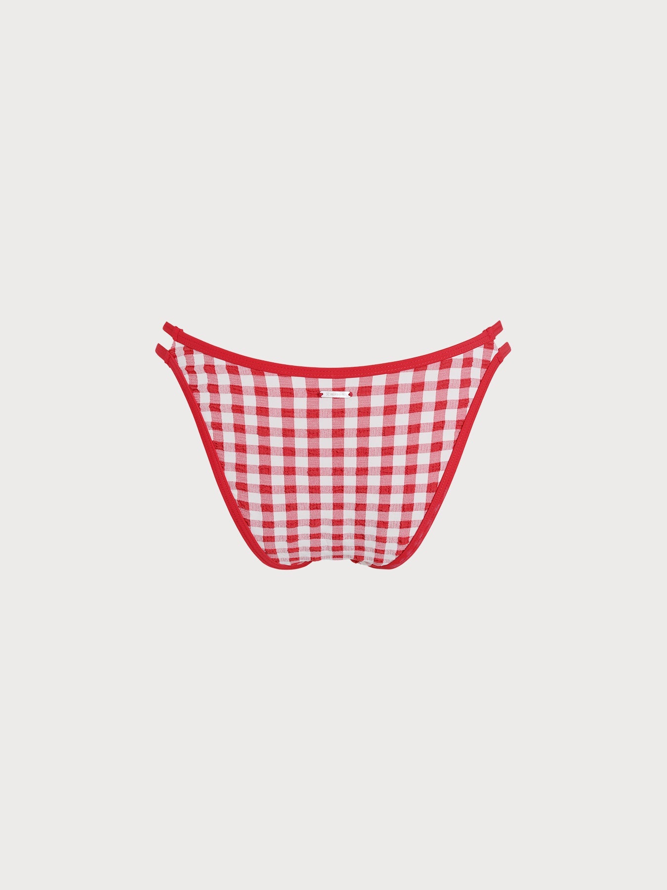 Şık Kırmızı Kare Desenli Bikini Altı - Yaz Modası