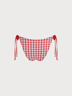 Şık Kırmızı Gingham Bikini Altı - Yüksek Bel ve Rahat