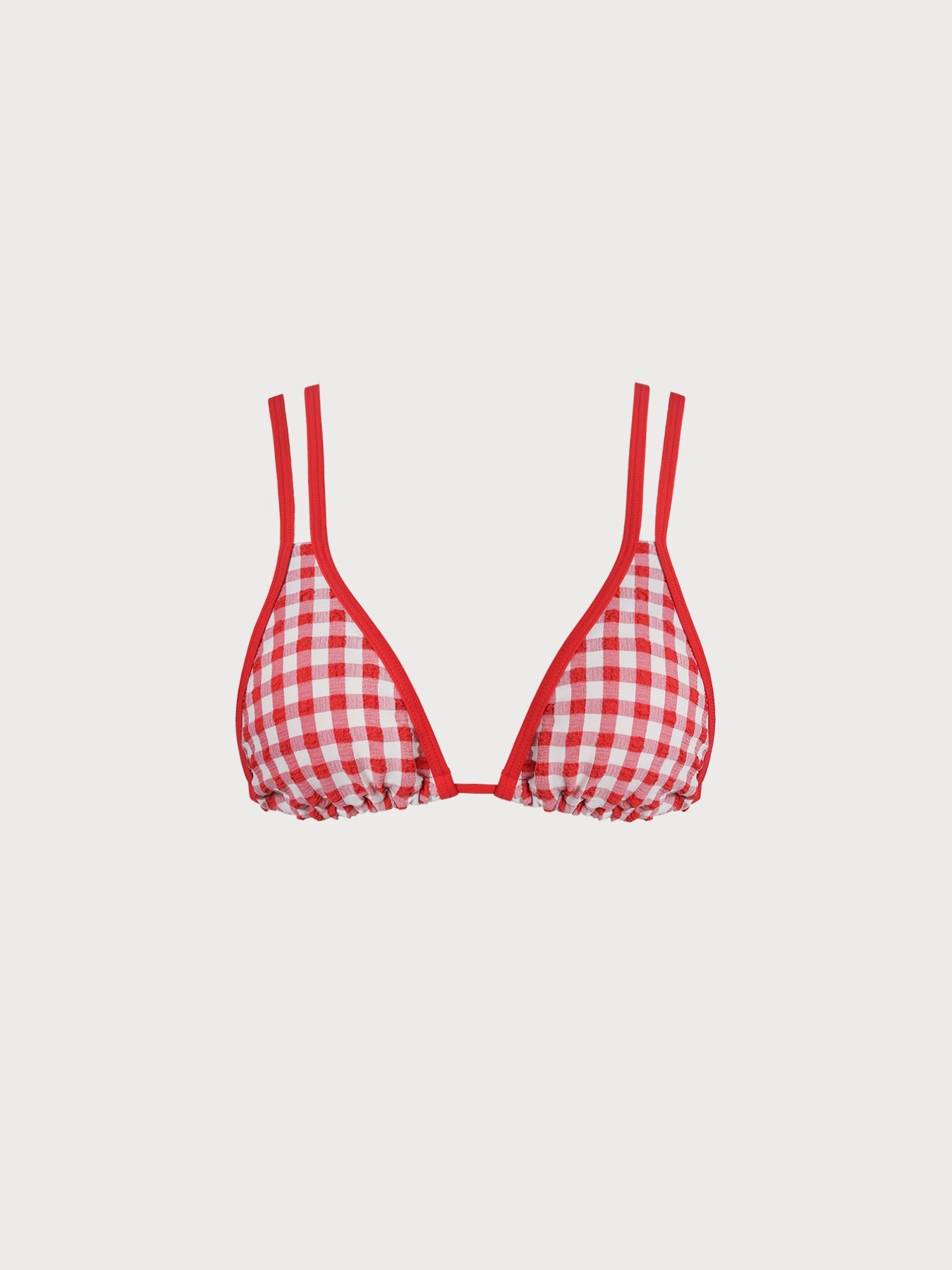 Şık Kırmızı Gingham Askılı Bikini Üstü - Yaz Modası