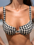 Siyah Gingham Desteksiz Bikini Üstü - Şık ve Rahat Yaz Modası