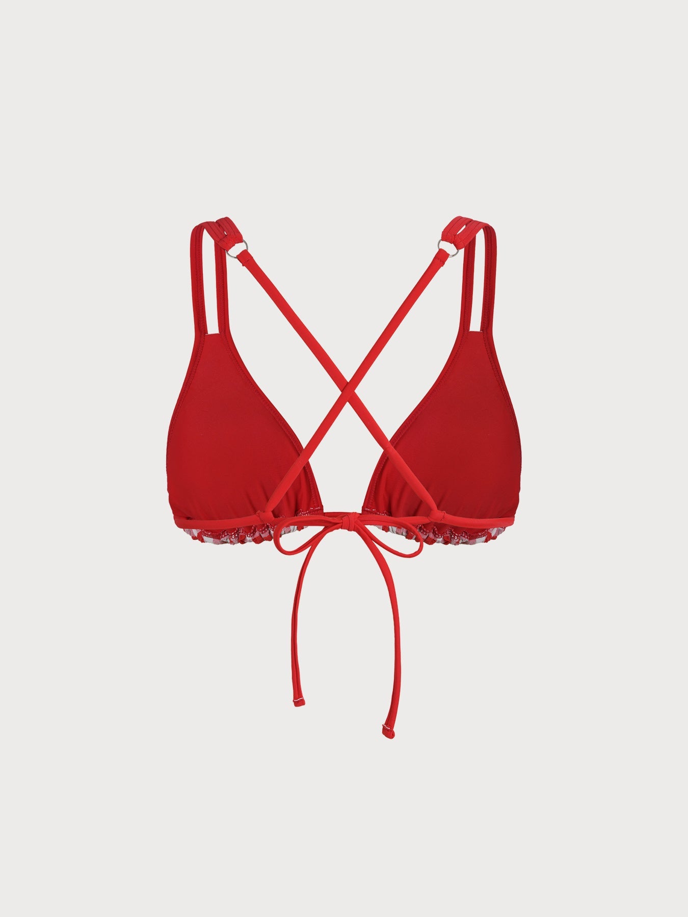 Şık Kırmızı Gingham Askılı Bikini Üstü - Yaz Modası