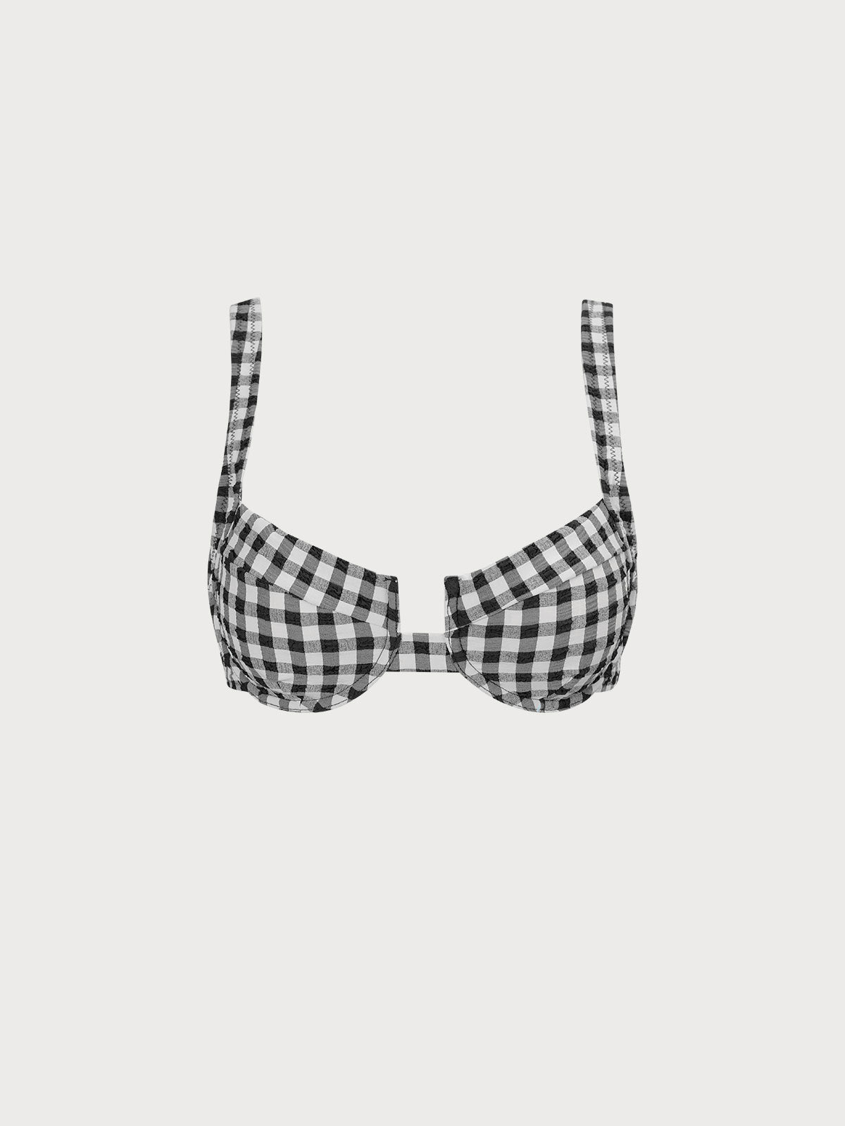 Siyah Gingham Desteksiz Bikini Üstü - Şık ve Rahat Yaz Modası