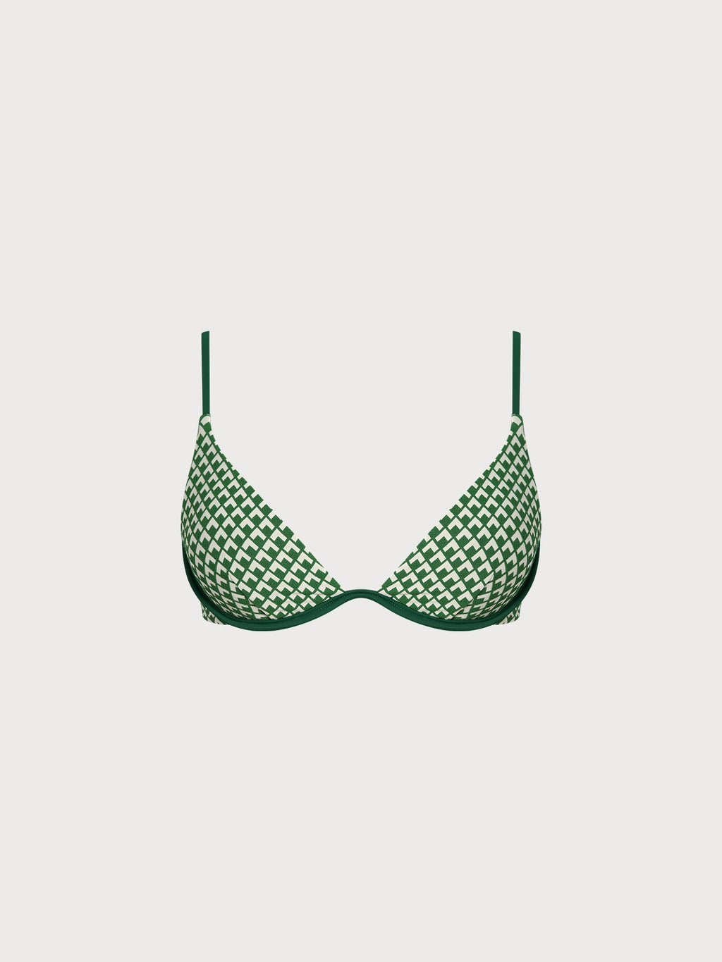 Yeşil Geometrik Desenli Destekli Bikini Üstü