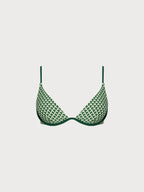 Yeşil Geometrik Desenli Destekli Bikini Üstü