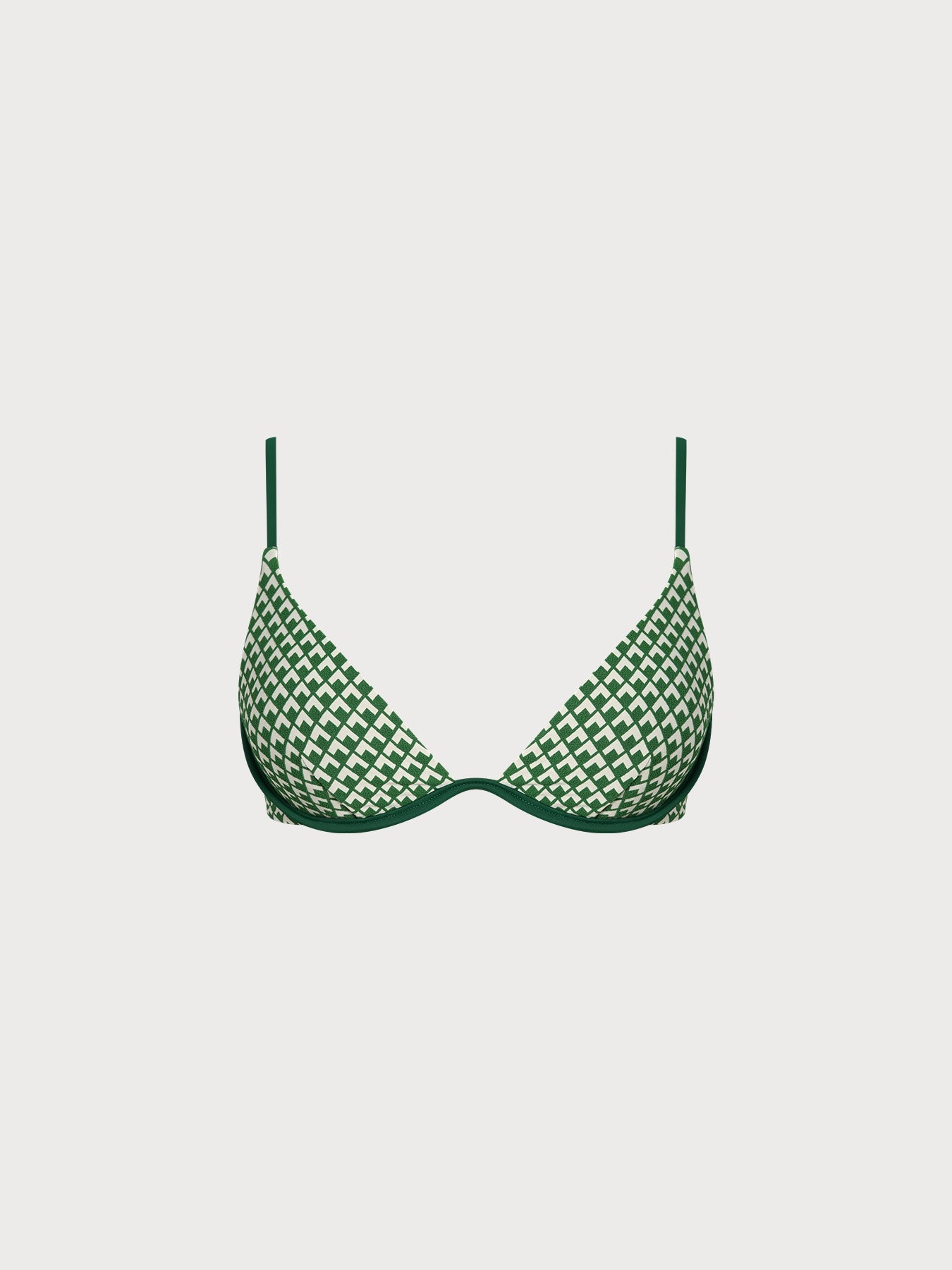 Yeşil Geometrik Desenli Destekli Bikini Üstü