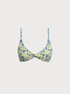 Mavi Ters Çevirilebilir Desenli Bikini Üstü