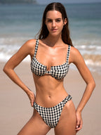Siyah Gingham Desteksiz Bikini Üstü - Şık ve Rahat Yaz Modası