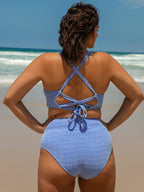 Mavi Jakarlı Büyük Beden Bikini Üstü - Şık ve Rahat