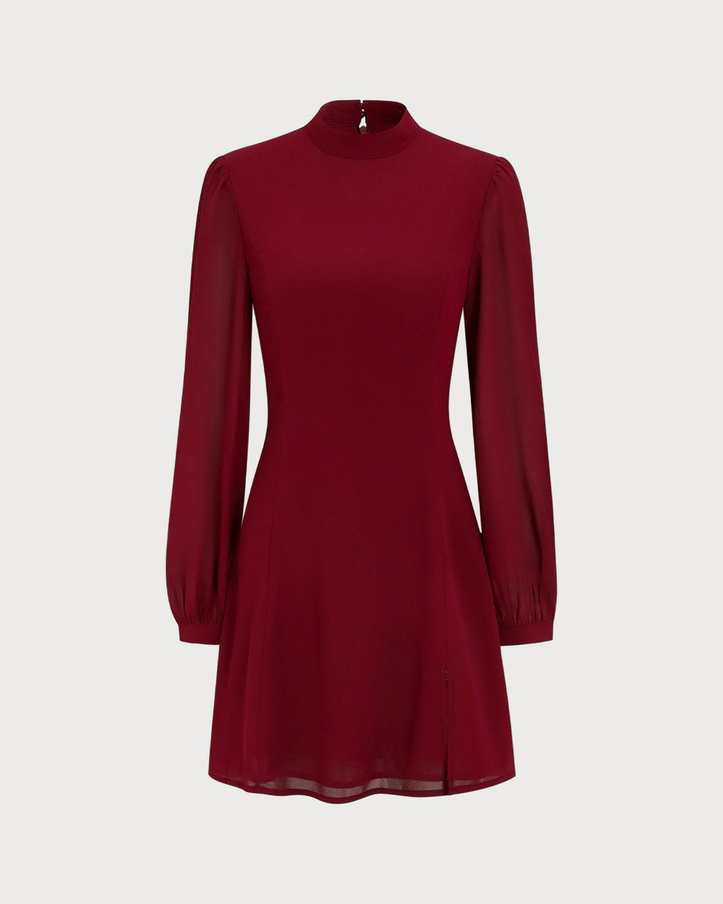 Kırmızı Mock Neck Şeffaf Mini Elbise