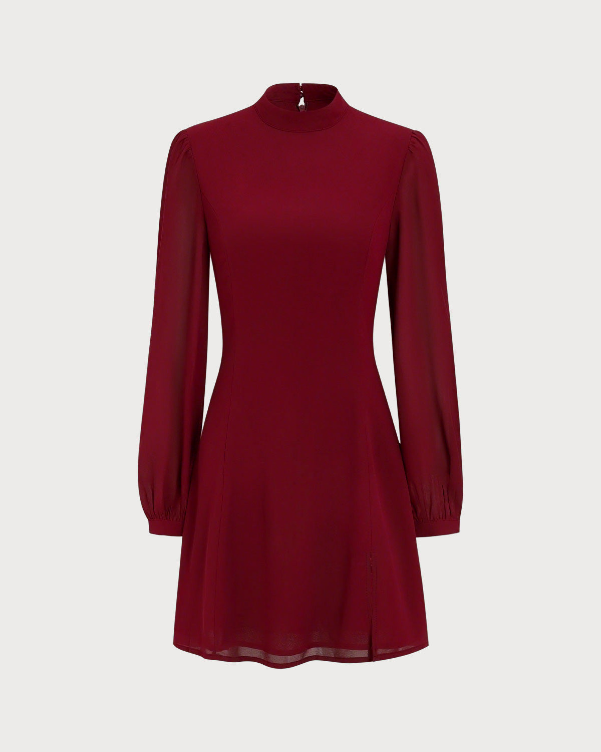 Kırmızı Mock Neck Şeffaf Mini Elbise