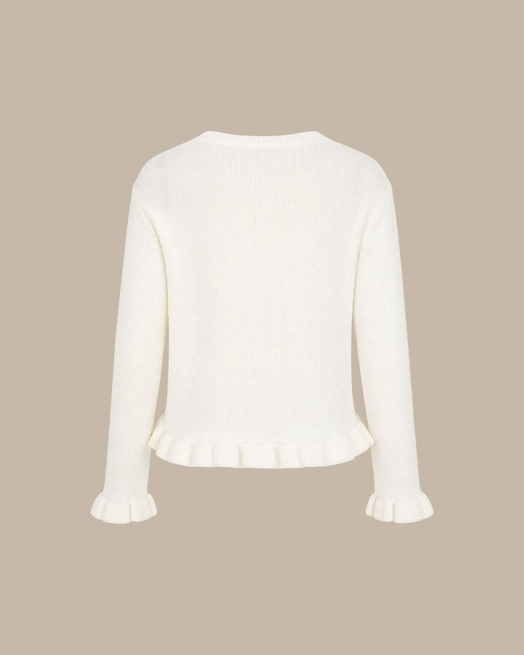 Off White Tek Düğmeli Örgü Hırka