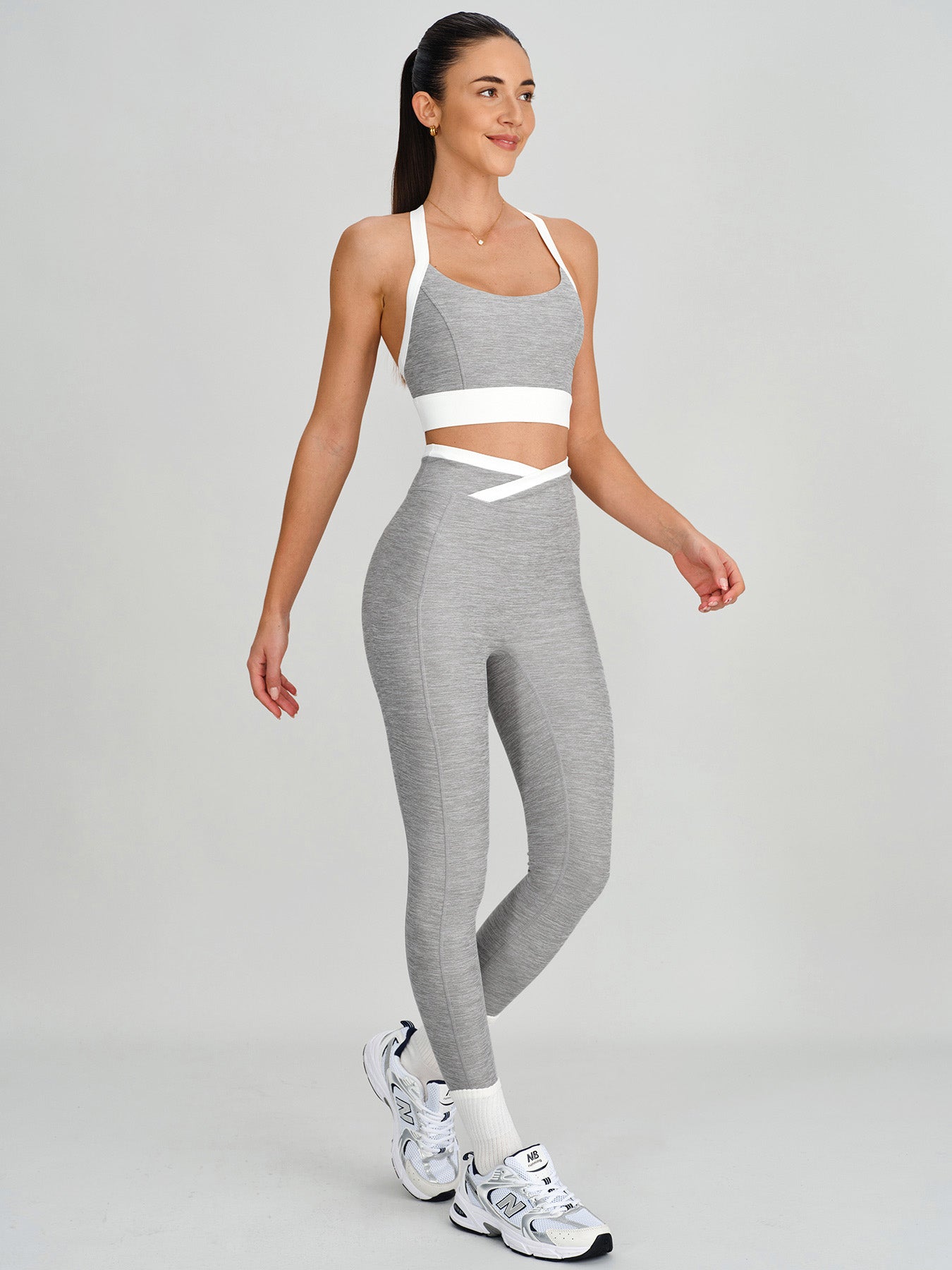 Yüksek Destekli Heather Gri Renk U Yaka Spor Sütyeni