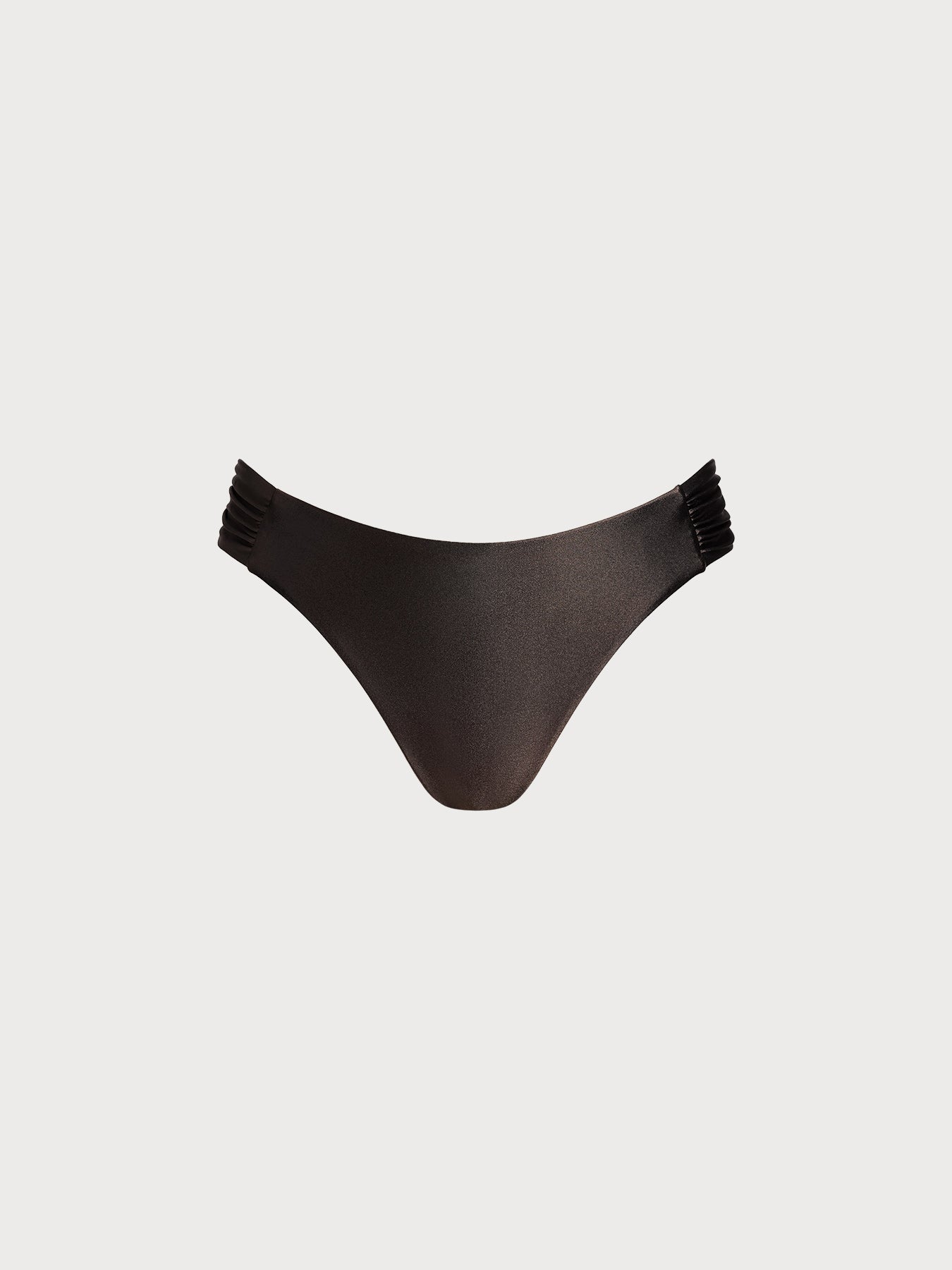 Koyu Kahverengi Doğal Kumaş Büzgülü Bikini Altı