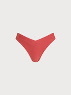 Premium Kırmızı V-Cut Ribana Bikini Altı - Şık ve Rahat
