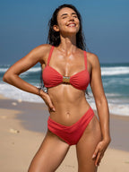 Premium Kırmızı V-Cut Ribana Bikini Altı - Şık ve Rahat