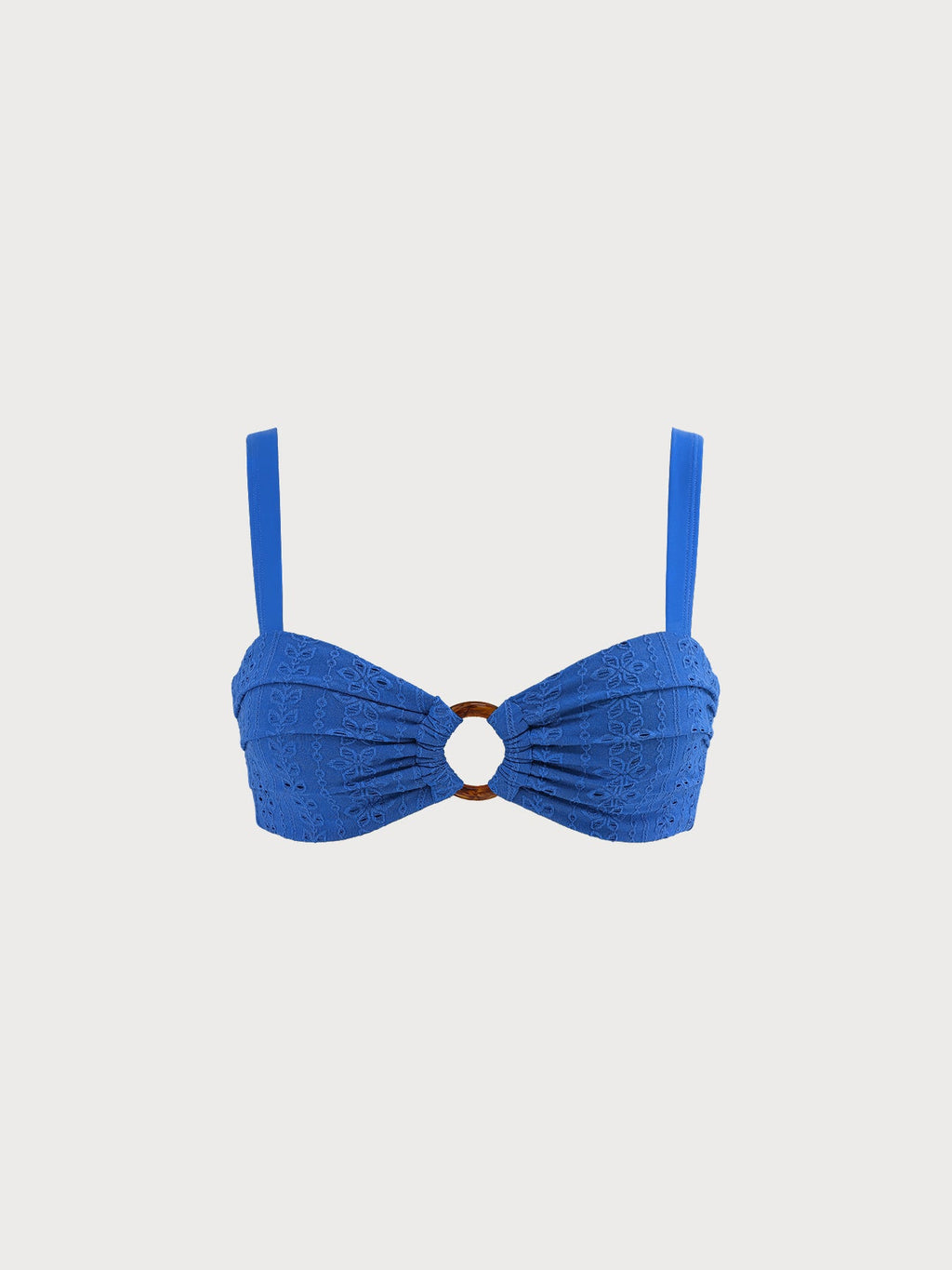 Şık Mavi Dokulu O-Halka Bikini Üstü - Yaz Modası