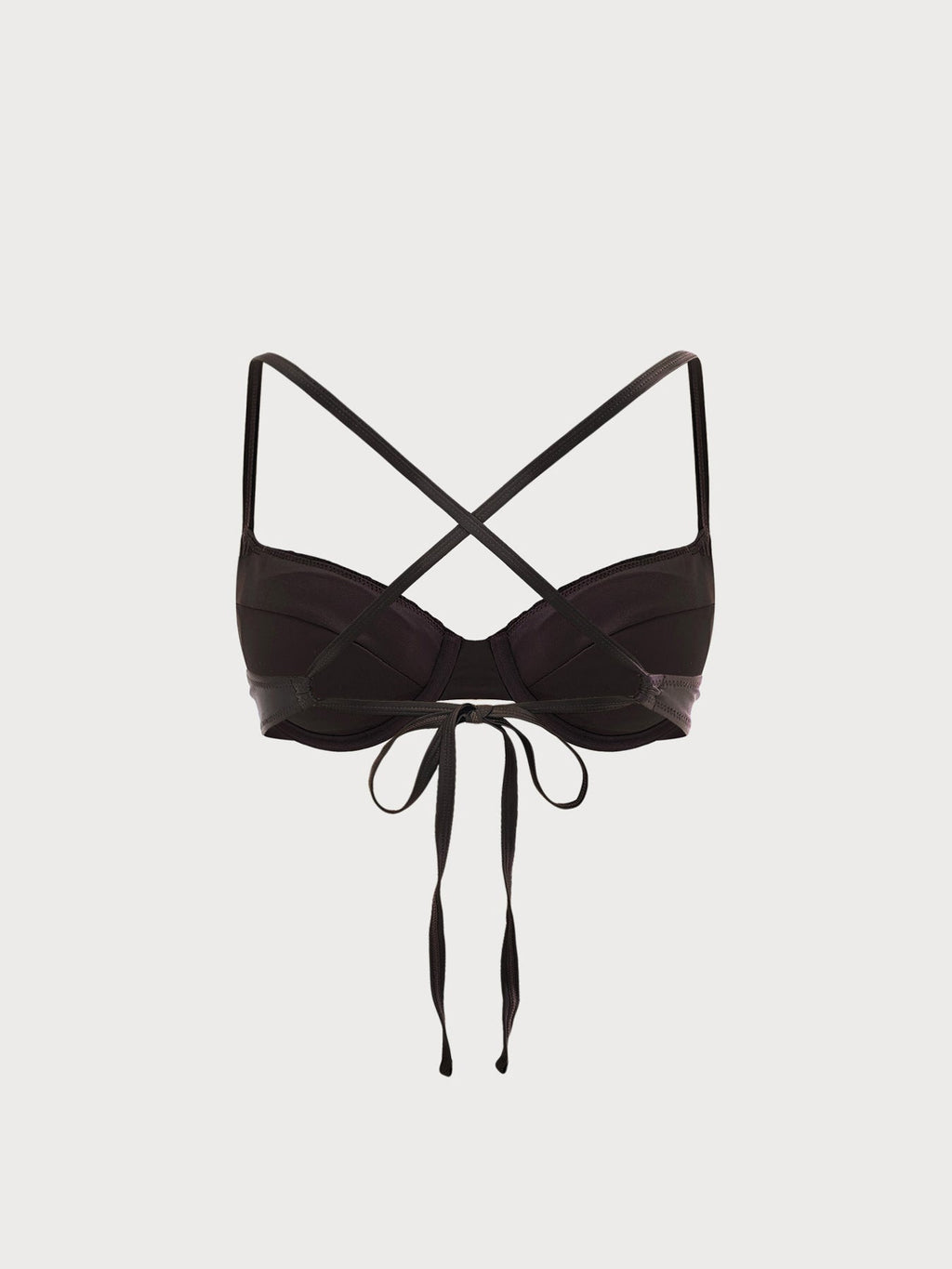 Şık Koyu Kahverengi Fırfırlı Destekli Bikini Üstü