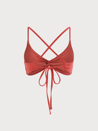 Mercan Kırmızı Dönüşümlü Sırt Açık Bikini Üstü - Şık ve Rahat