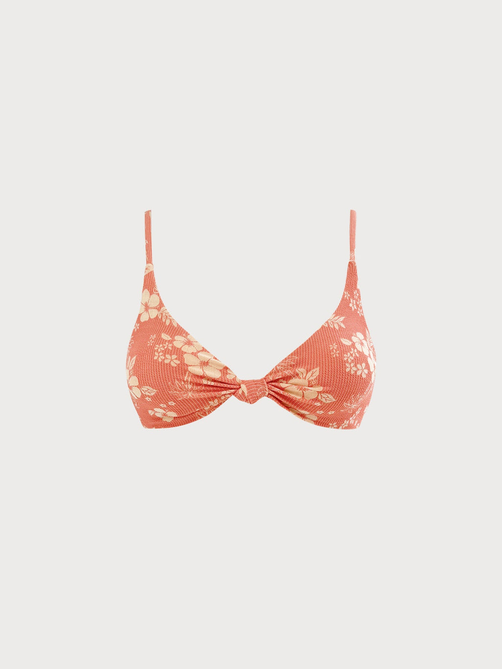 Turuncu Çiçekli Düğüm Detaylı Kadın Bikini Üstü
